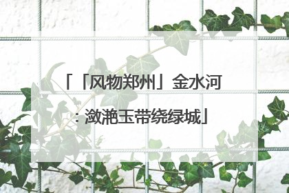 「风物郑州」金水河：潋滟玉带绕绿城