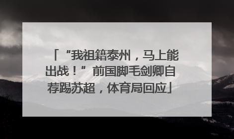 “我祖籍泰州，马上能出战！”前国脚毛剑卿自荐踢苏超，体育局回应