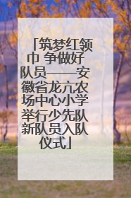 筑梦红领巾 争做好队员——安徽省龙亢农场中心小学举行少先队新队员入队仪式
