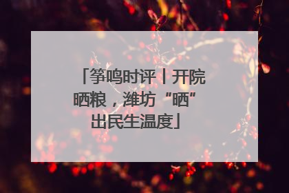 筝鸣时评丨开院晒粮，潍坊“晒”出民生温度