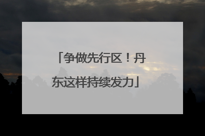 争做先行区！丹东这样持续发力