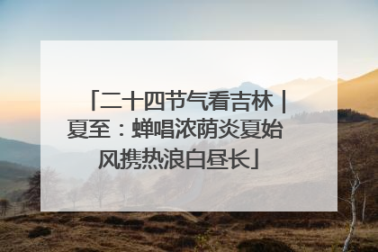 二十四节气看吉林｜夏至：蝉唱浓荫炎夏始 风携热浪白昼长