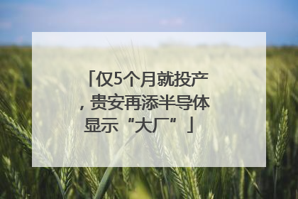 仅5个月就投产，贵安再添半导体显示“大厂”