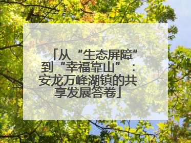 从“生态屏障”到“幸福靠山”：安龙万峰湖镇的共享发展答卷