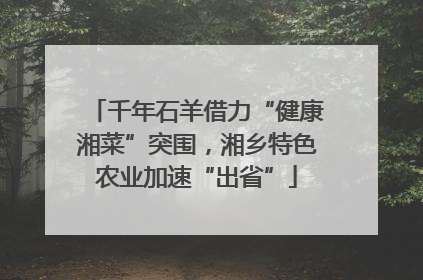 千年石羊借力“健康湘菜”突围，湘乡特色农业加速“出省”