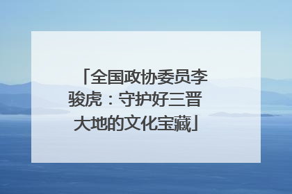 全国政协委员李骏虎：守护好三晋大地的文化宝藏