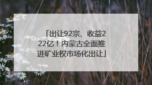 出让92宗、收益222亿！内蒙古全面推进矿业权市场化出让