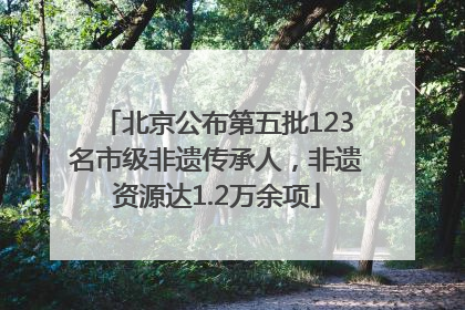 北京公布第五批123名市级非遗传承人，非遗资源达1.2万余项