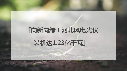 向新向绿！河北风电光伏装机达1.23亿千瓦