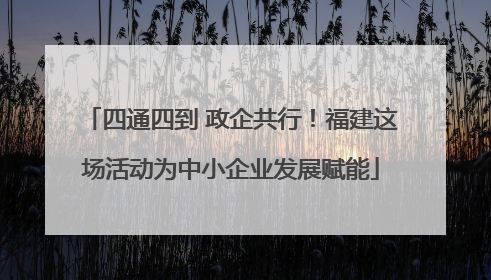 四通四到 政企共行！福建这场活动为中小企业发展赋能