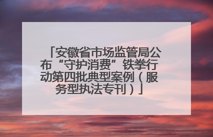安徽省市场监管局公布“守护消费”铁拳行动第四批典型案例（服务型执法专刊）