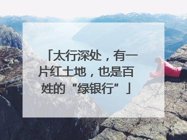 太行深处，有一片红土地，也是百姓的“绿银行”