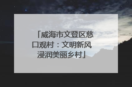 威海市文登区慈口观村：文明新风浸润美丽乡村