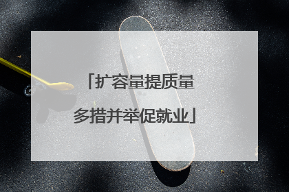 扩容量提质量 多措并举促就业