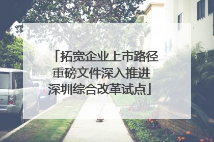 拓宽企业上市路径 重磅文件深入推进深圳综合改革试点