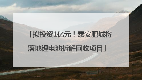 拟投资1亿元！泰安肥城将落地锂电池拆解回收项目
