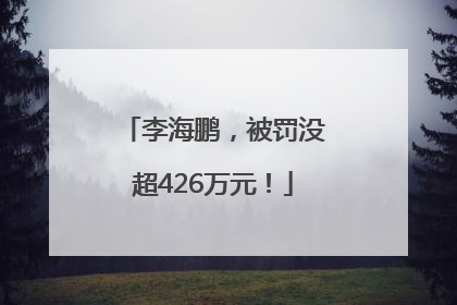 李海鹏，被罚没超426万元！