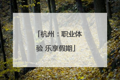 杭州：职业体验 乐享假期