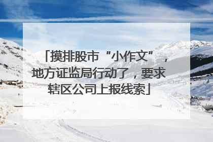 摸排股市“小作文”，地方证监局行动了，要求辖区公司上报线索