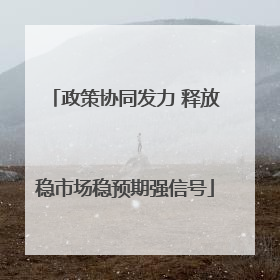政策协同发力 释放稳市场稳预期强信号