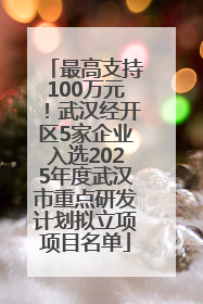 最高支持100万元！武汉经开区5家企业入选2025年度武汉市重点研发计划拟立项项目名单
