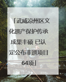 武威凉州区文化遗产保护传承成果丰硕 已认定公布非遗项目64项