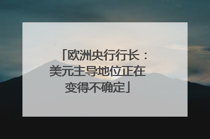 欧洲央行行长：美元主导地位正在变得不确定