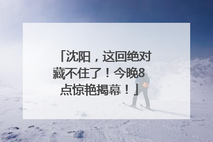 沈阳，这回绝对藏不住了！今晚8点惊艳揭幕！