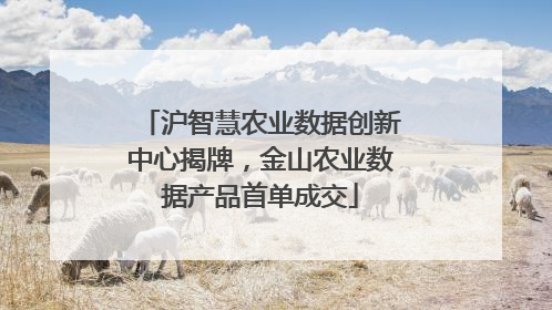 沪智慧农业数据创新中心揭牌，金山农业数据产品首单成交