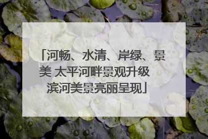 河畅、水清、岸绿、景美 太平河畔景观升级 滨河美景亮丽呈现