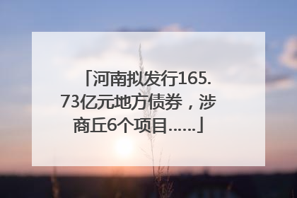河南拟发行165.73亿元地方债券，涉商丘6个项目……
