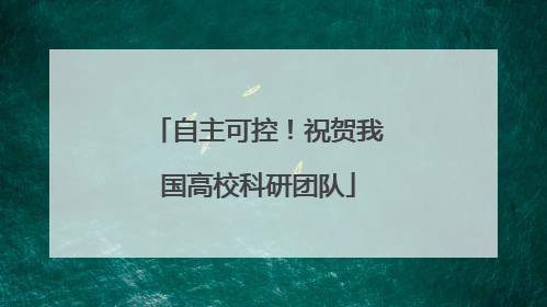 自主可控！祝贺我国高校科研团队