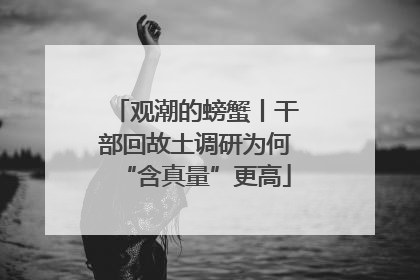 观潮的螃蟹丨干部回故土调研为何“含真量”更高