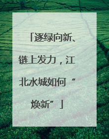 逐绿向新、链上发力，江北水城如何“焕新”