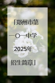 郑州市第一〇一中学2025年招生简章