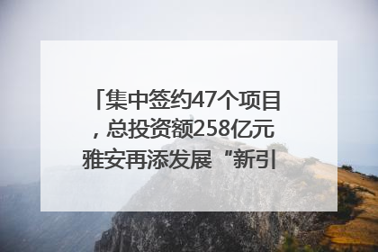 集中签约47个项目，总投资额258亿元 雅安再添发展“新引擎”｜数读西投