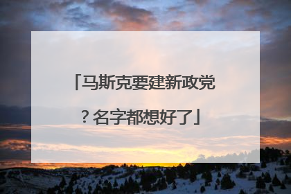 马斯克要建新政党？名字都想好了