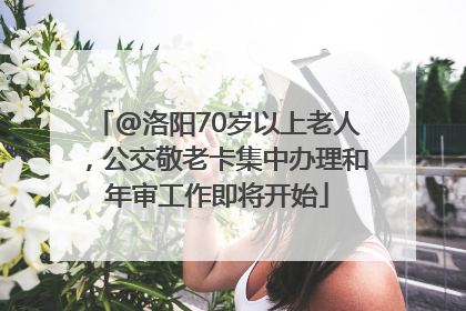 @洛阳70岁以上老人，公交敬老卡集中办理和年审工作即将开始